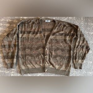 Vintage 90s Lavane Neutral Multicolor Patterned Cardigan Grandpa Sweater
